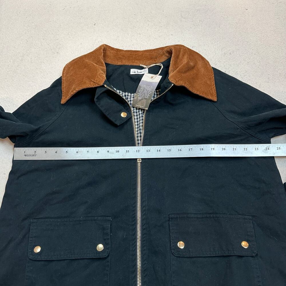 In Loom Vintage Wash Barn Jacket Women's Size M Black Denim Full Zip Chore Coat - Picture 4 of 6